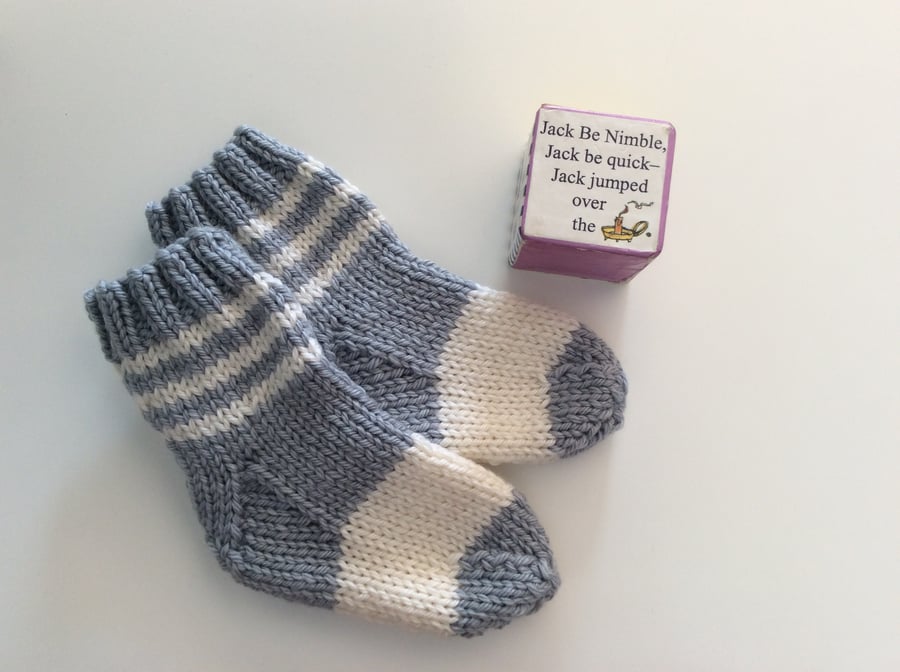 Hand knitted baby socks