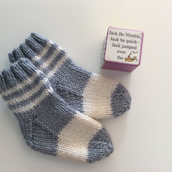 Hand knitted baby socks