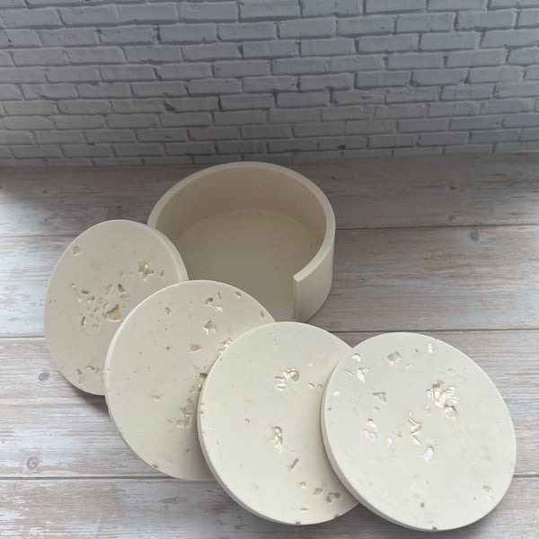 Set of 4 Cream Coasters 