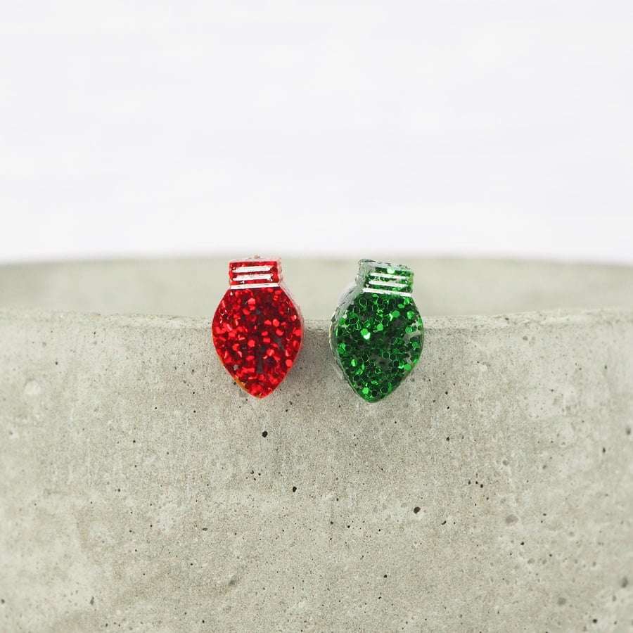 Titanium ear wire Christmas lights stud earrings - Hypoallergenic earrings