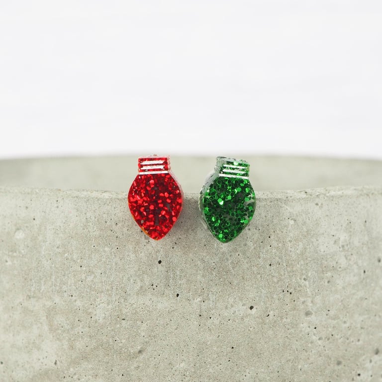 Titanium ear wire Christmas lights stud earrings - Hypoallergenic earrings
