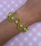 Green Swirl Flower Seed Bead Bracelet 