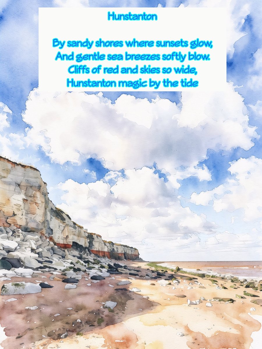 Hunstanton Norfolk Poem Card A5 Cliffs