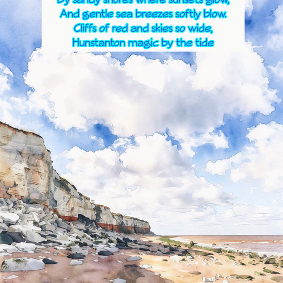 Hunstanton Norfolk Poem Card A5 Cliffs