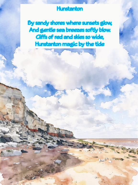 Hunstanton Norfolk Poem Card A5 Cliffs