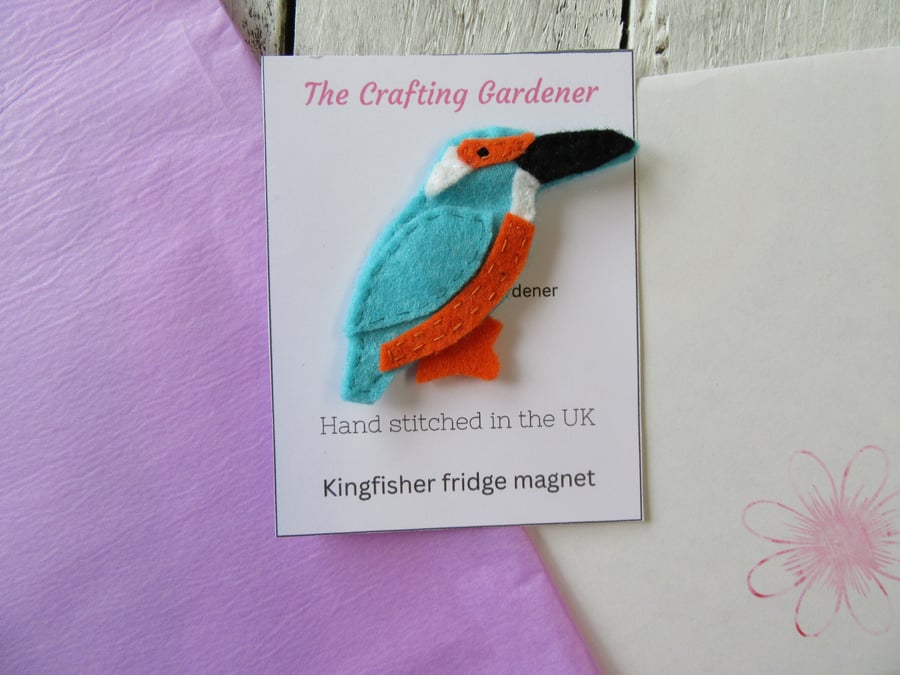 Hand stitched Kingfisher fridge magnet 
