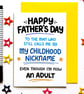 Funny Father's Day Card for Dad, Childhood Nickname
