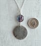 Botanical silver pendant with leaf design and fluorite bead. - Image 3
