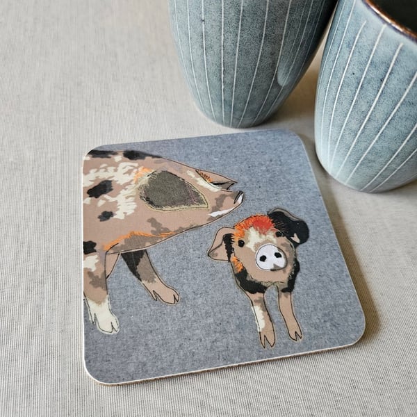 Pig & piglet coaster