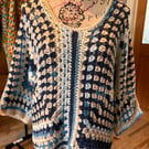 Beach Blues Crochet Cotton Cover up Pullover 10-14