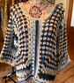 Beach Blues Crochet Cotton Cover up Pullover 10-14