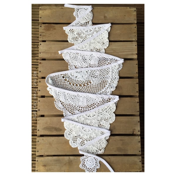 White Vintage Doily Bunting