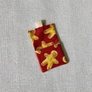 Red Gingerbread Men Cotton Fabric Gift Card Holder.