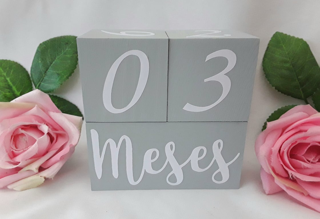 Spanish Milestone Wood Blocks, Spanish Wood Blocks,Painted Blocks.Nursery Decor,