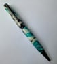 Green, White and Black - Satin-Black Hardware - Lathe Turned Acrylic Writing Pen - Image 2