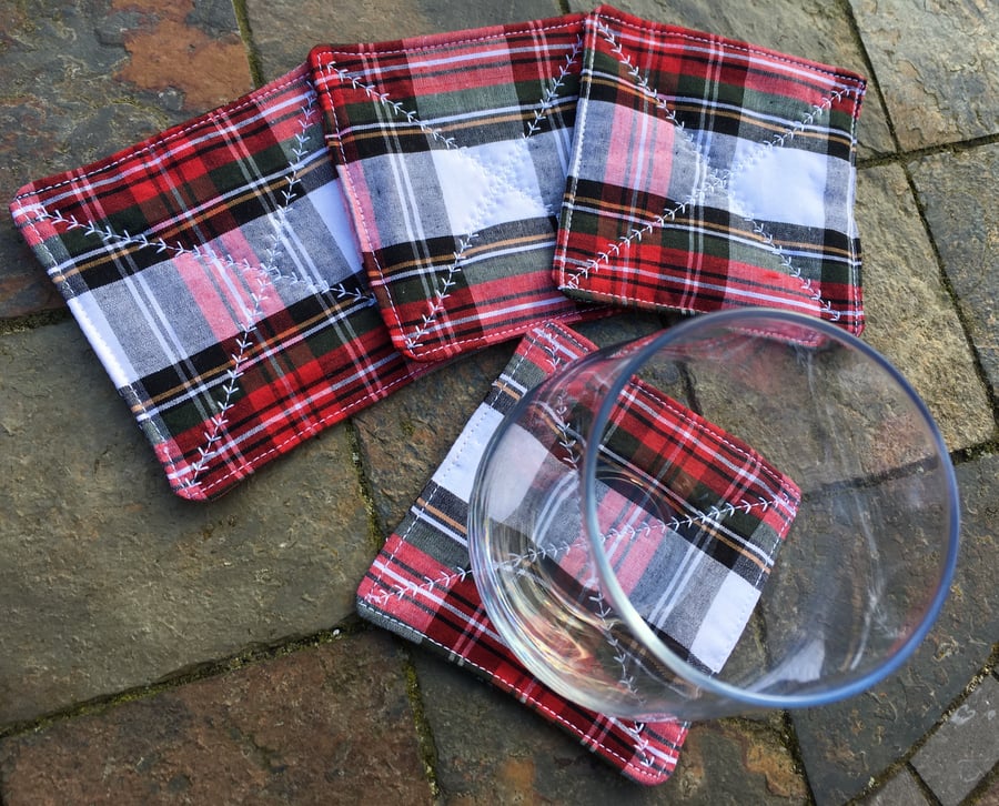 Tartan Quilted coaster - set of 4