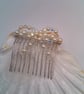 Cream Pearl and Crystal Bow Hair Comb, Beaded Hair Accessory, Prom Accessory - Image 8