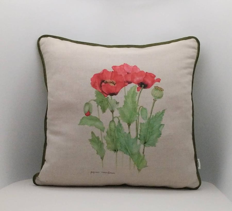 Red Poppies 18"x 18" cushion