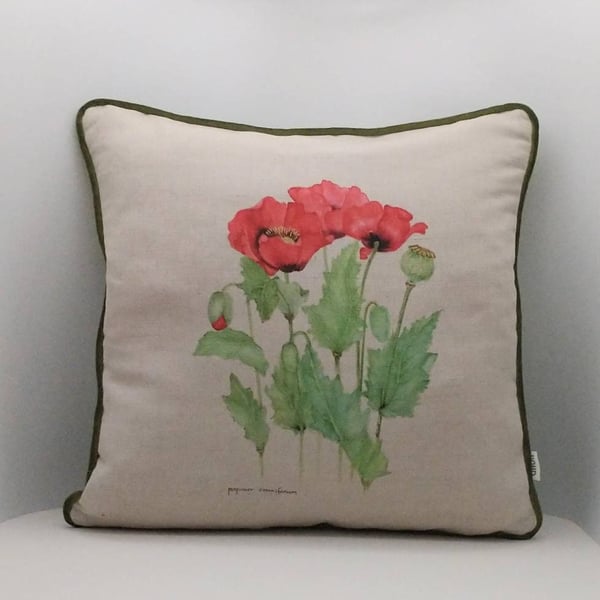 Red Poppies 18"x 18" cushion