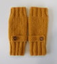 Fingerless Gloves in Mustard Aran Wool  - Image 5