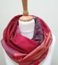 Sari silk double sided infinity scarf. Shades of burnt orange, burgundy, pink an - Image 6