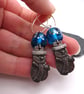 blue lampwork glass snowman earrings - Image 4