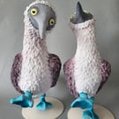 Blue footed Boobies - two polymer clay bird sculptures.