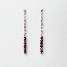 Earrings Pietersite Stone Bead Chain Silver Stainless Steel Hypoallergenic