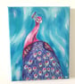 Pink and Purple Peacock Original painting.    - Image 2