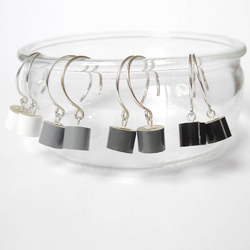 color pencil dangle earrings, the black, grey and white collection