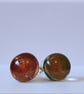 Sparkly golden fused glass stud earrings - Image 2