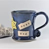 Star  Best Dad -  Blue Stoneware Mug,  Ceramic Pottery UK Wheelthrown Handmade 