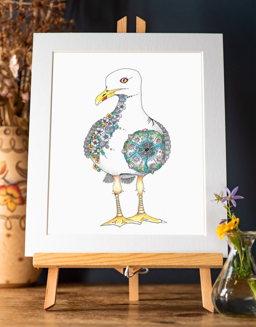 Cheeky Seagull Art Print 