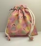 Butterfly printed cotton fabric wash bag and eye pads. - Image 2