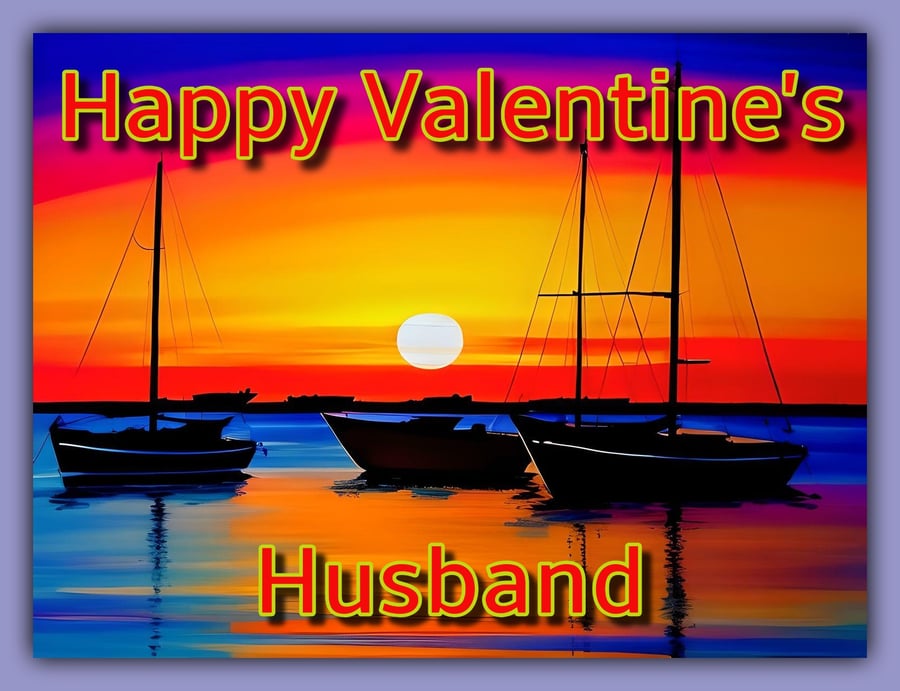 Happy Valentine's Day Husband Boats Card 