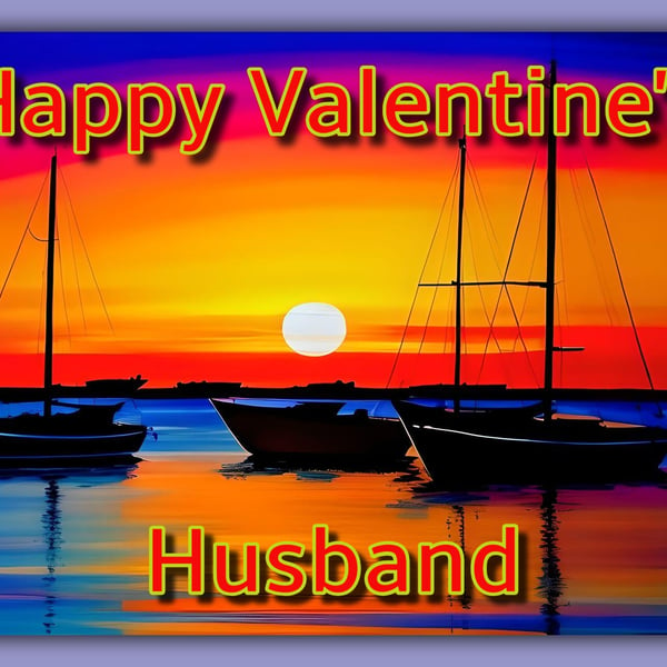 Happy Valentine's Day Husband Boats Card 