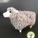 Baanabas the Grey Sheep. Needle Felted with Wool Fibres. 