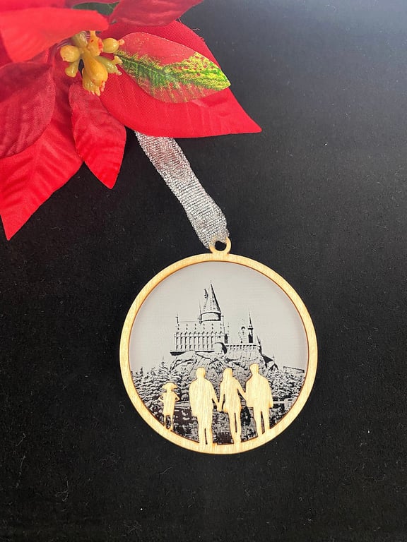 Wizard Christmas Tree Decoration, Hogwart Castle Ornament, Wood Decoration