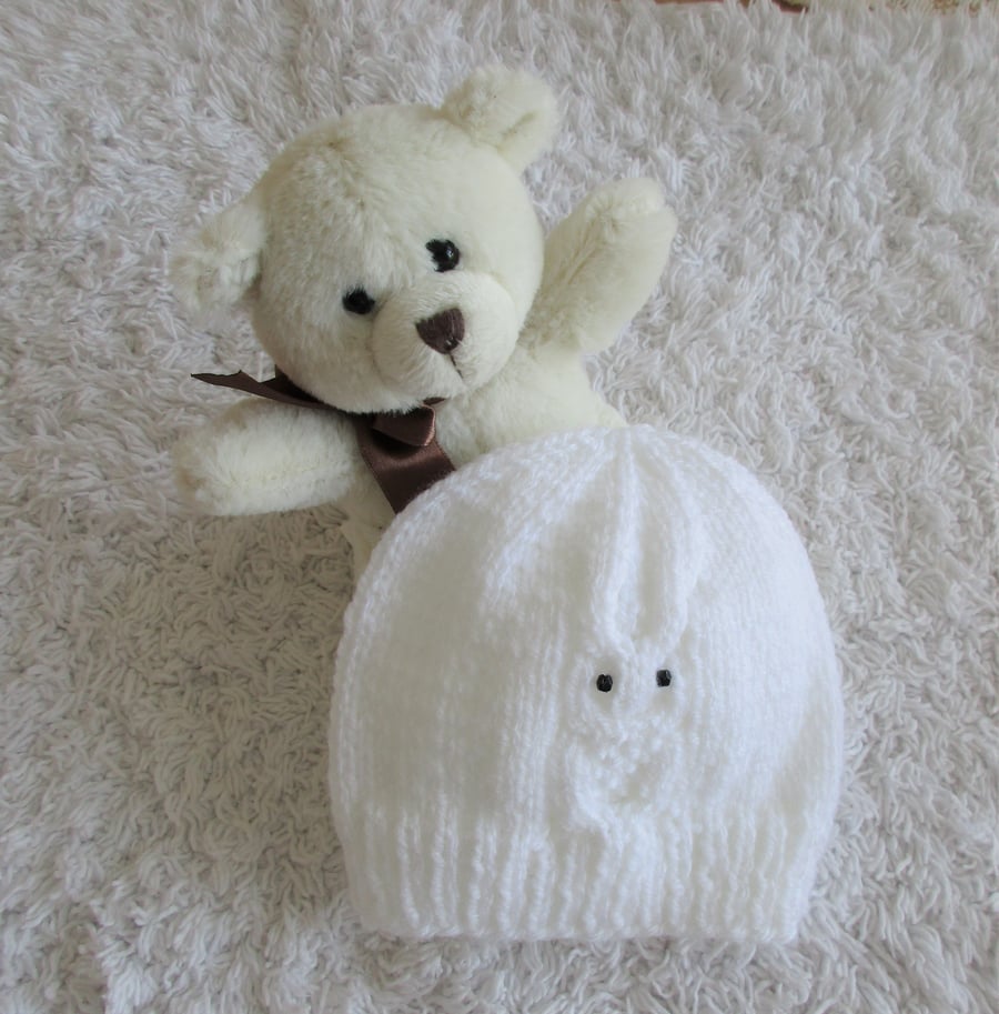 Newborn White Owl Beanie