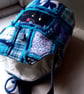 Textile handbag, patchwork and applique, in blue and turquoise - Image 2