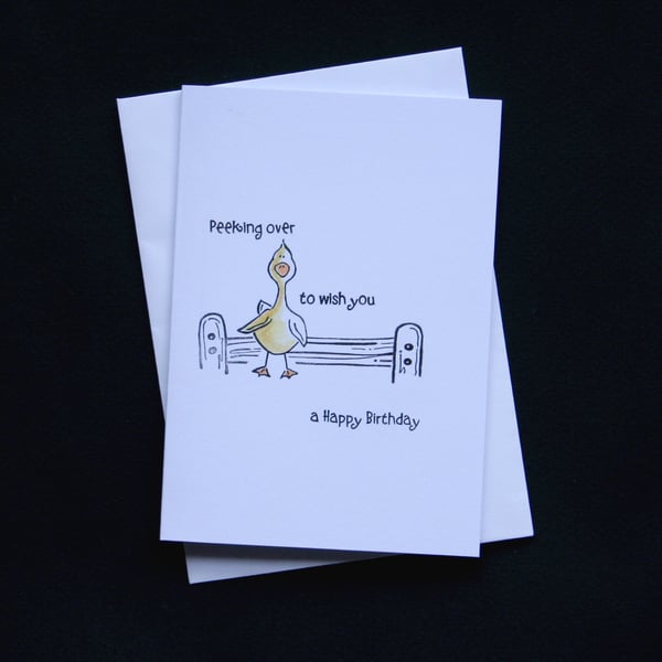 Peeking Over Duck - Handcrafted Birthday Card - dr16-0063