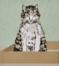 Special Delivery - Original - Handmade - Cat - Lino print.  - Image 2