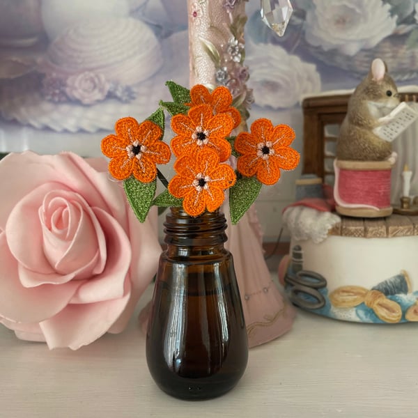 Lace Mini Flowers in a Brown Bottle PB10