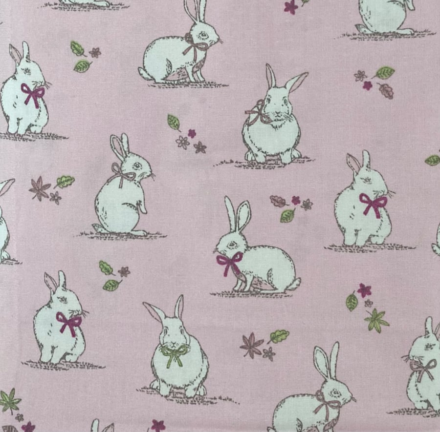 Pink Bunnies Fabric