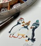 Watercolour Print 'The Groovy Bill Birds 2' - Signed - Image 1