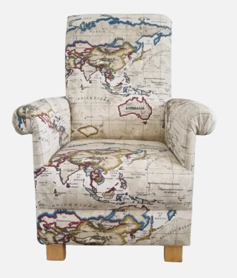 Cream Armchair Prestigious Atlas Antique Fabric Adult Chair World Maps Country