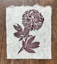 Deep red peony original linocut print