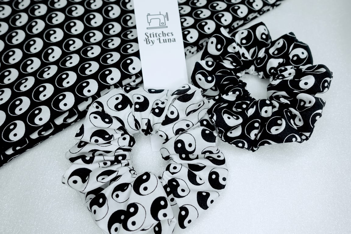 Hair Scrunchies, Yin Yang Scrunchies, Yin & Yang Scrunchies, Handmade Scrunchies