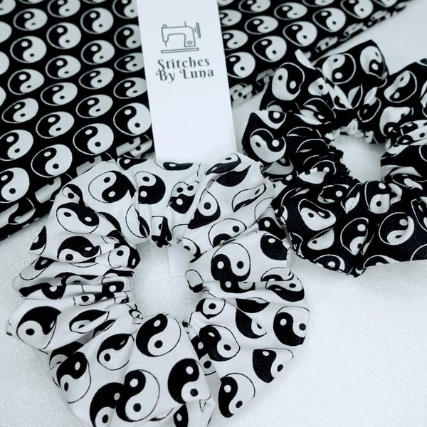 Hair Scrunchies, Yin Yang Scrunchies, Yin & Yang Scrunchies, Handmade Scrunchies