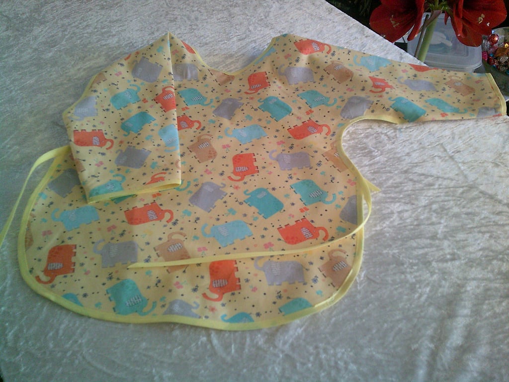 Sleeved Baby Cover Up Apron with Elephants